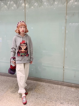 「TYAKASHAのアイテム（パンツ）」を使った、bibiさん（レディース・156cm）の冬コーディネート