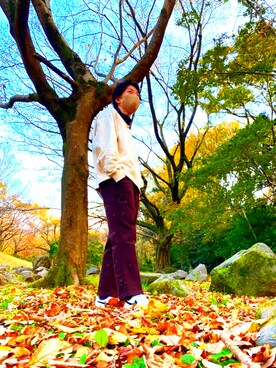 「UNIQLO（ユニクロ）のアイテム（Tシャツ/カットソー、ブラウン系）」を使った、[LAST CRISIS]REMさん（メンズ・168cm）の秋コーディネート