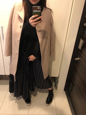 「SLOBE IENA（スローブイエナ）のアイテム（ノーカラージャケット）」を使った、めぐみさん（レディース・158cm）の冬コーディネート