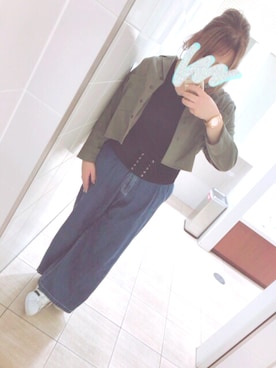 「RETRO GIRL（レトロガール）のアイテム（ミリタリージャケット）」を使った、asakoさん（レディース・167cm）の秋コーディネート