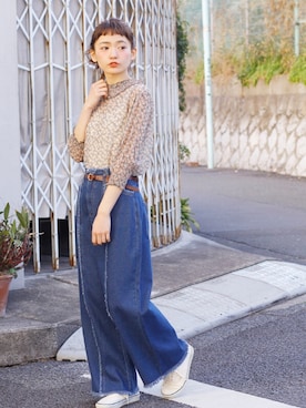 「Crisp（クリスプ）のアイテム（ベルト）」を使った、Crispさん（レディース・157cm）の春コーディネート