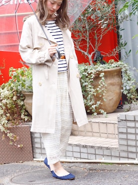 「レースパンツ」｜「アイテム（トレンチコート）」を使った、Crispさん（レディース・157cm）の春コーディネート
