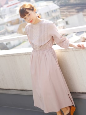 「アイテム（アクセサリー、グリーン系）」を使った、Crispさん（レディース・157cm）の春コーディネート