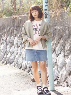 「クリスプ」｜「アイテム（ノーカラージャケット）」を使った、Crispさん（レディース・151cm）の春コーディネート