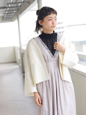 「シフォンブラウス」｜「アイテム（オールインワン・サロペット）」を使った、Crispさん（レディース・157cm）の春コーディネート