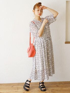 「Crisp（クリスプ）のアイテム（ワンピース）」を使った、Crispさん（レディース・151cm）の春コーディネート