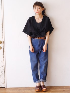 「ボーイフレンドデニム」｜Crispさん（レディース・157cm）の春コーディネート