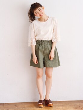 「Crisp（クリスプ）のアイテム（ヘアアクセサリー）」を使った、Crispさん（レディース・157cm）の春コーディネート