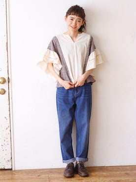 「ボーイフレンドデニム」｜Crispさん（レディース・157cm）の春コーディネート