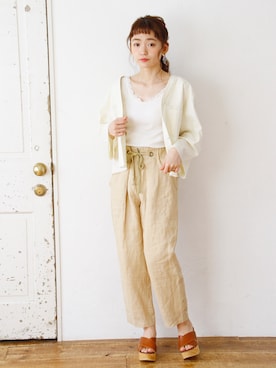 「クリスプ」｜「アイテム（ノーカラージャケット）」を使った、Crispさん（レディース・157cm）の春コーディネート