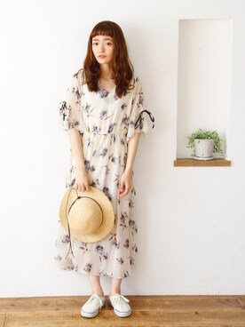 「Crisp（クリスプ）のアイテム（帽子）」を使った、Crispさん（レディース・157cm）の春コーディネート