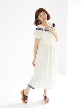 「大ぶりピアス」｜Crispさん（レディース・151cm）の春コーディネート