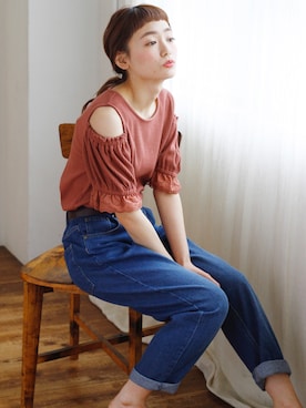 「Crisp（クリスプ）のアイテム（パンツ）」を使った、Crispさん（レディース・157cm）の春コーディネート