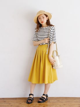 「Crisp（クリスプ）のアイテム（帽子）」を使った、Crispさん（レディース・157cm）の夏コーディネート