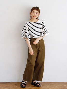 「ボーダーTシャツ」｜Crispさん（レディース・157cm）の夏コーディネート