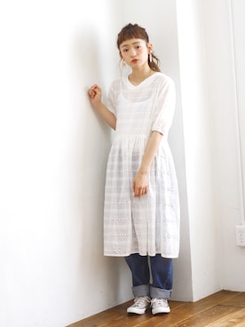 「Levi's」｜「アイテム（アクセサリー）」を使った、Crispさん（レディース・157cm）の夏コーディネート