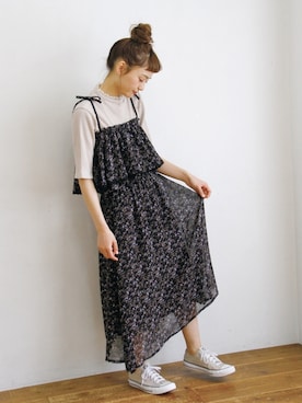 Crisp クリスプ の シフォンフレアフラワーワンピース ワンピース Wear