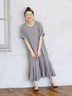 「Crisp（クリスプ）のアイテム（ワンピース）」を使った、Crispさん（レディース・157cm）の夏コーディネート