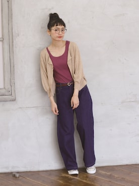 「アイテム（トップス、ベージュ系）」を使った、Crispさん（レディース・157cm）の夏コーディネート