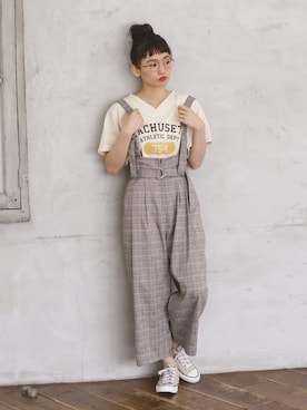 「Crisp（クリスプ）のアイテム（サロペット/オーバーオール）」を使った、Crispさん（レディース・157cm）の夏コーディネート