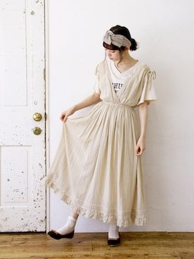 「アイテム（ヘアバンド）」を使った、Crispさん（レディース・158cm）の夏コーディネート