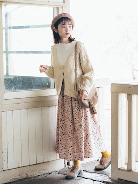 「Crisp（クリスプ）のアイテム（ハンチング/ベレー帽）」を使った、Crispさん（レディース・158cm）の秋コーディネート