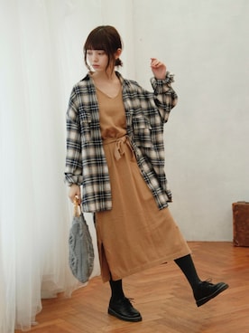 「Crisp（クリスプ）のアイテム（ワンピース）」を使った、Crispさん（レディース・158cm）の秋コーディネート