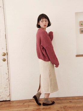 「ベロアスカート」｜「アイテム（パンプス）」を使った、Crispさん（レディース・158cm）の秋コーディネート