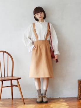 「サロペットスカート」｜「アイテム（その他シューズ）」を使った、Crispさん（レディース・158cm）の秋コーディネート