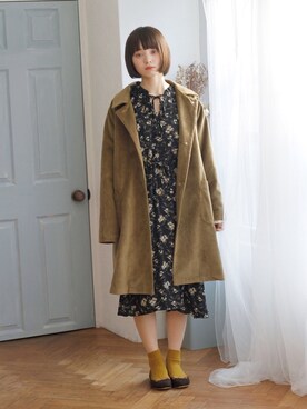 「クリスプ」｜「アイテム（ステンカラーコート）」を使った、Crispさん（レディース・158cm）の冬コーディネート
