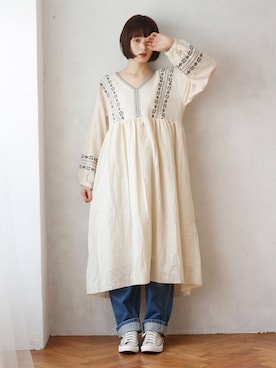 「Crisp（クリスプ）のアイテム（ワンピース）」を使った、Crispさん（レディース・158cm）の冬コーディネート