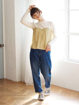 「Crisp（クリスプ）のアイテム（パンツ）」を使った、Crispさん（レディース・158cm）の春コーディネート