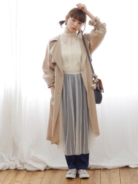 「クリスプ」｜「アイテム（トレンチコート）」を使った、Crispさん（レディース・158cm）の春コーディネート