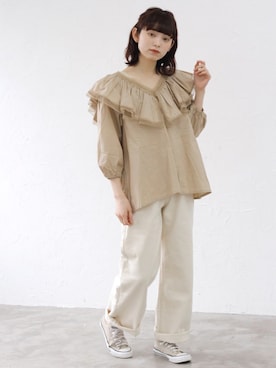 「ホワイトパンツ」｜Crispさん（レディース・158cm）の春コーディネート