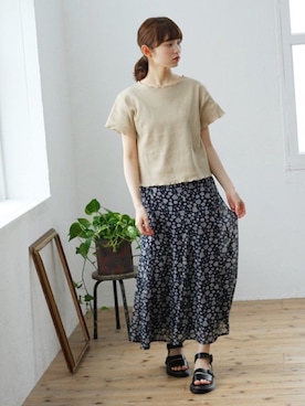 「ワッフル」｜「アイテム（サンダル）」を使った、Crispさん（レディース・158cm）の夏コーディネート