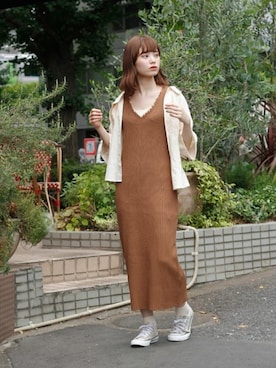 「Crisp（クリスプ）のレースリブタンク（タンクトップ）」を使った、Crispさん（レディース・158cm）の夏コーディネート