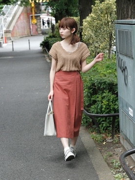 「Crisp（クリスプ）のレースリブタンク（タンクトップ）」を使った、Crispさん（レディース・158cm）の夏コーディネート