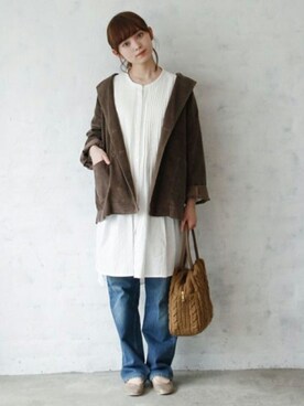 「Crisp（クリスプ）のアイテム（ジャケット/アウター）」を使った、Crispさん（レディース・158cm）の夏コーディネート