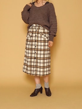 「Crisp（クリスプ）のレースリブタンク（タンクトップ）」を使った、Crispさん（レディース・158cm）の秋コーディネート