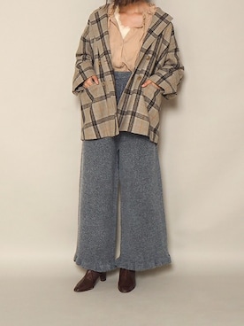 「Crisp（クリスプ）のレースリブタンク（タンクトップ）」を使った、Crispさん（レディース・152cm）の秋コーディネート