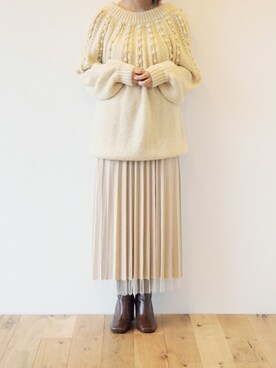 「Crisp（クリスプ）のアイテム（ニット/セーター）」を使った、Crispさん（レディース・152cm）の秋コーディネート