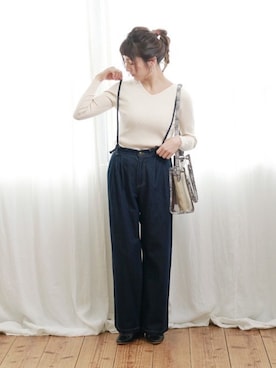 「Crisp（クリスプ）のアイテム（パンツ）」を使った、Crispさん（レディース・157cm）の冬コーディネート