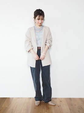 「アイテム（タンクトップ、グレー系）」を使った、Crispさん（レディース・154cm）の冬コーディネート