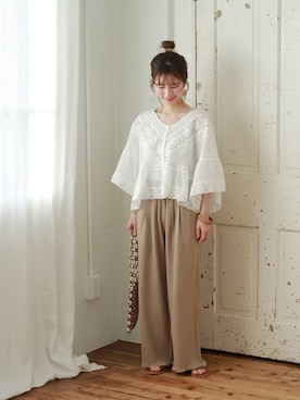 「Crisp（クリスプ）のアイテム（パンツ）」を使った、Crispさん（レディース・158cm）の春コーディネート