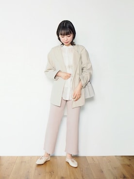 「クリスプ」｜「アイテム（ノーカラージャケット）」を使った、Crispさん（レディース・158cm）の春コーディネート