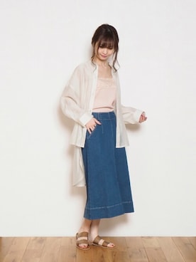 「アイテム（タンクトップ、ピンク系）」を使った、Crispさん（レディース・158cm）の春コーディネート