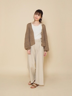 「透かし編みニット」｜Crispさん（レディース・158cm）の春コーディネート