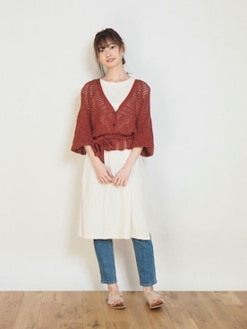 「透かし編みニット」｜Crispさん（レディース・158cm）の春コーディネート