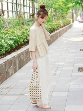 「ビーズバッグ」｜Crispさん（レディース・158cm）の夏コーディネート