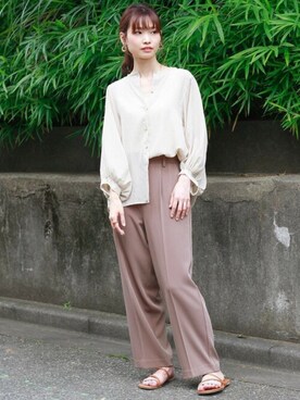 「ギャザーブラウス」｜Crispさん（レディース・158cm）の夏コーディネート